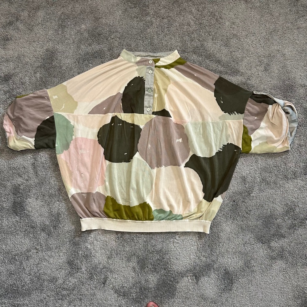 Kenzo Silk Knit Top Men XL Multi Color Abstract Polka Dot Dolman